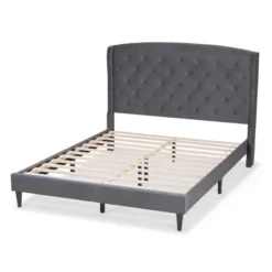 Joanna Velvet Fabric Upholstered And Wood Platform Bed - Baxton Studio -Outlet Baxton Studio Store GUEST 8247d019 a2c1 4e70 9bc1 3a90d683ff1b
