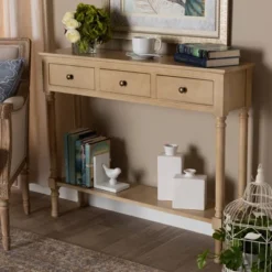 3 Drawer Calvin Wood Entryway Console Table - Baxton Studio -Outlet Baxton Studio Store GUEST 830f297e 4161 428d 8703 4bbb46984e60