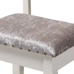 2pc Veronique White Finished Wood Vanity Table With Mirror And Ottoman White - Baxton Studio -Outlet Baxton Studio Store GUEST 83878cd8 7647 4b44 bb7a 32cc1051658f