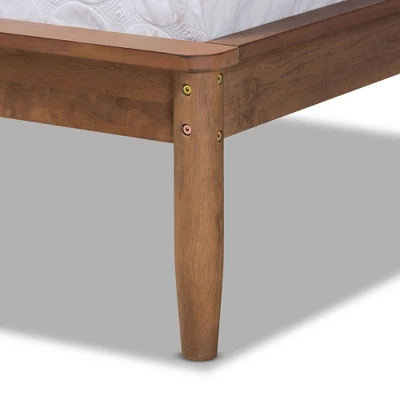 Helsa Mid-Century Modern Platform Bed Walnut/Brown/Gray - Baxton Studio 4 Helsa Mid-Century Modern Platform Bed Walnut/Brown/Gray - Baxton Studio - Image 4