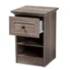 Dara 1 Drawer Wood Nightstand Gray/Brown/Black - Baxton Studio