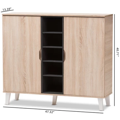 Adelina Mid - Century Modern 2 - Door Wood Shoe Cabinet - Brown - Baxton Studio 7 Adelina Mid - Century Modern 2 - Door Wood Shoe Cabinet - Brown - Baxton Studio - Image 7