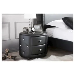 Davina Hollywood Glamour Style Oval 2 - Drawer Faux Leather Upholstered Nightstand - Baxton Studio -Outlet Baxton Studio Store GUEST 8413cfd0 e6ba 46f3 8468 4dfe155b05bf