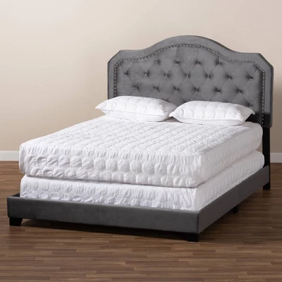 Samantha Velvet Upholstered Button Tufted Bed - Baxton Studio 6 Samantha Velvet Upholstered Button Tufted Bed - Baxton Studio - Image 6