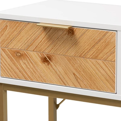 Giona Two-Tone Wood And Metal 1 Drawer Console Table White/Gold - Baxton Studio 5 Giona Two-Tone Wood And Metal 1 Drawer Console Table White/Gold - Baxton Studio - Image 5