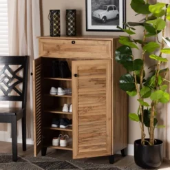 Coolidge Wood 5 Shelf Storage Cabinet Oak Brown - Baxton Studio -Outlet Baxton Studio Store GUEST 85a970fe 5d4f 477a a493 7f9e94183da0