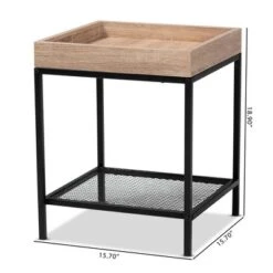 Overton Wood And Metal End Table Oak/Black - Baxton Studio -Outlet Baxton Studio Store GUEST 873fa8c3 89a5 43ce b5ce d32e44884557