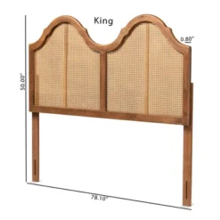Hazel Vintage Wood And Synthetic Rattan Arched Headboard Walnut - Baxton Studio -Outlet Baxton Studio Store GUEST 878fb46c 673a 4982 9218 8fe190dff1e3