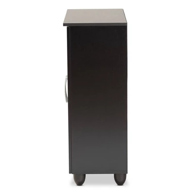 Renley Espresso Wood 2 Door Shoe Storage Cabinet Brown - Baxton Studio 3 Renley Espresso Wood 2 Door Shoe Storage Cabinet Brown - Baxton Studio - Image 3