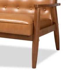 Sorrento Mid-Century Faux Leather Upholstered Wood Sofa Walnut/Brown - Baxton Studio -Outlet Baxton Studio Store GUEST 884d9ad7 85eb 4387 a91e 1d66b61b913c