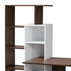 Rowan Two-Tone Wood Storage Computer Desk With Shelves White/Walnut - Baxton Studio -Outlet Baxton Studio Store GUEST 88788ad0 5cdd 47ec 8f1f 7073bfb0a00e