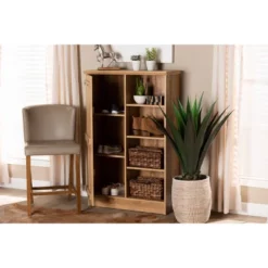 1 Door Eren Farmhouse Natural Wood Shoe Cabinet Brown - Baxton Studio -Outlet Baxton Studio Store GUEST 890a213c 7787 4ccf 9663 50092dabcaaf