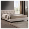 Queen Annette Linen Modern Bed With Upholstered Headboard Light Beige - Baxton Studio