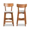 2pc Cameron Fabric Wood Counter Height Barstools Gray/Brown - Baxton Studio