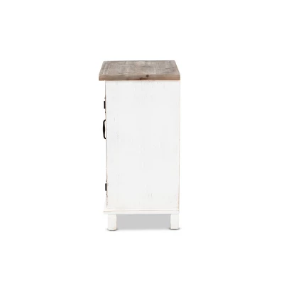 Faron Wood 1 Door Nightstand White/Oak Brown - Baxton Studio 3 Faron Wood 1 Door Nightstand White/Oak Brown - Baxton Studio - Image 3