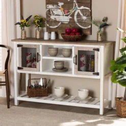 Deacon And Wood 2 Door Dining Room Buffet White/Brown - Baxton Studio -Outlet Baxton Studio Store GUEST 89c2170e cc3e 40c9 a682 b8ed722ce500