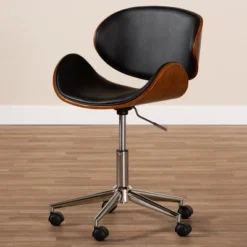 Baxton Studio Ambrosio Faux Leather Upholstered Chrome Finished Metal Adjustable Office Chair Black - BaxtonStudio -Outlet Baxton Studio Store GUEST 8aa0312f 20f7 4aad 885b c86f890a6713