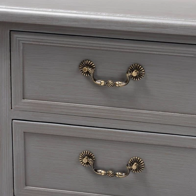 3 Drawer Capucine Finished Wood Nightstand Gray - Baxton Studio 5 3 Drawer Capucine Finished Wood Nightstand Gray - Baxton Studio - Image 5