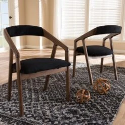 Set Of 2 Wendy Midcentury Modern Velvet And Walnut Wood Finishing Dining Chairs Dark Gray/ Brown - Baxton Studio -Outlet Baxton Studio Store GUEST 8b54dc3f 77e6 415c 9a04 ecada8a3ea4b