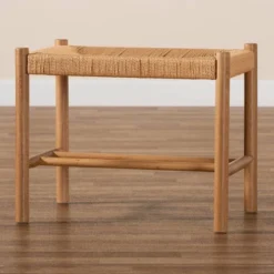 Saura Wood Hemp Accent Bench Oak Brown - Baxton Studio -Outlet Baxton Studio Store GUEST 8b702ed0 618c 4e66 8d8f 1e91945b9c7c
