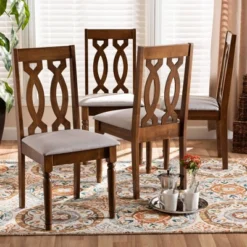 Set Of 4 Cherese Fabric Upholstered Wood Dining Chairs Gray/Walnut - Baxton Studio -Outlet Baxton Studio Store GUEST 8bac0ad2 e84e 4450 9c8b 39210e3f5c40