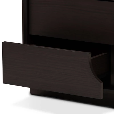 Larsine Finished 2 Drawer Nightstand Brown - Baxton Studio 8 Larsine Finished 2 Drawer Nightstand Brown - Baxton Studio - Image 8