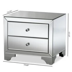 Farrah Hollywood Regency Glamour Style Mirrored 2 - Drawer Nightstand - Baxton Studio -Outlet Baxton Studio Store GUEST 8cbe9bd2 28f4 4d87 9680 3fd4e8123eca
