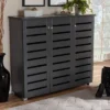 3 Door Adalwin Wooden Entryway Shoe Storage Cabinet Gray - Baxton Studio