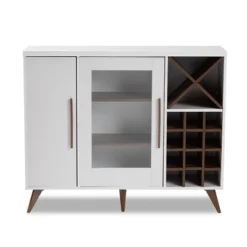 Baxton Studio Pietro Finished Wine Cabinet White/Brown - BaxtonStudio -Outlet Baxton Studio Store GUEST 8d2895cc 44e6 4fe8 8001 94b68765fe35