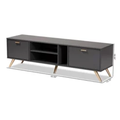 Kelson Wood TV Stand For TVs Up To 55" Dark Gray/Gold - Baxton Studio -Outlet Baxton Studio Store GUEST 8daa77b0 01e9 47a6 b3ef 0595c968315a