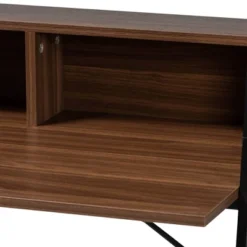 Palmira Wood And Metal Desk With Shelves Walnut Brown/Black - Baxton Studio -Outlet Baxton Studio Store GUEST 8ddb5377 7b2e 41a6 b37e c868fed8e287