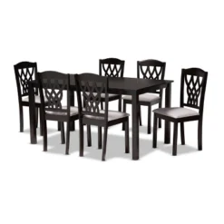 7pc Salem Fabric Upholstered And Wood Dining Set - Baxton Studio -Outlet Baxton Studio Store GUEST 8e6cd60c fbde 49b8 99d9 3fb38a629334