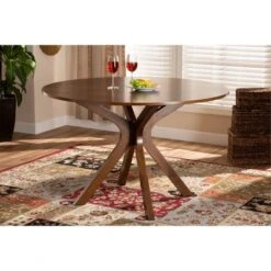 48" Kenji Wide Round Wood Dining Table Walnut - Baxton Studio -Outlet Baxton Studio Store GUEST 8e85b374 8f5f 4b5d 8511 b0492cc72dc6