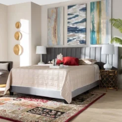 Fiorenza Velvet Panel Bed With Extra Wide Channel Tufted Headboard - Baxton Studio -Outlet Baxton Studio Store GUEST 8f132d9c e00c 4cda 8ddf 9e7bb73360ba