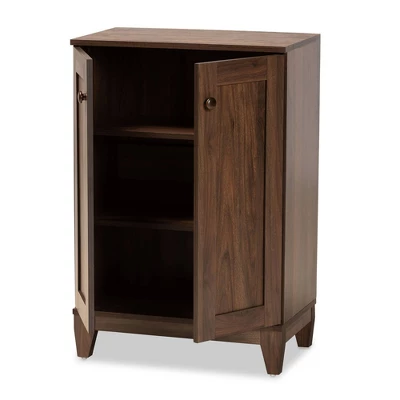 2 Door Nissa Wood Shoe Storage Cabinet Walnut Brown - Baxton Studio 1 2 Door Nissa Wood Shoe Storage Cabinet Walnut Brown - Baxton Studio