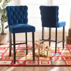 2pc Daphne Velvet Fabric Upholstered And Wood Counter Height Barstool Set - Baxton Studio -Outlet Baxton Studio Store GUEST 8f408bc9 db85 4718 8beb 7efb8b75d75e
