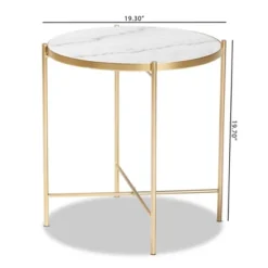 Maddock Metal End Table With Marble Tabletop White/Gold - Baxton Studio -Outlet Baxton Studio Store GUEST 8f4581df 2a06 41aa 95c9 c1605d099b74