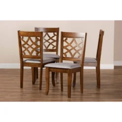 Set Of 4 Mael Fabric Upholstered Wood Dining Chairs Gray/Walnut - Baxton Studio -Outlet Baxton Studio Store GUEST 912b514f 0bcb 4b44 84be e8cb11c18aba