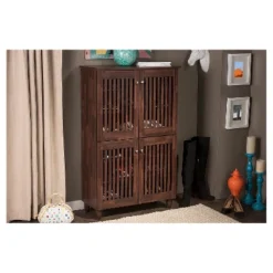 Fernanda Modern And Contemporary 4-Door Wooden Entryway Shoes Storage Tall Cabinet - Oak Brown - Baxton Studio -Outlet Baxton Studio Store GUEST 9208c6f3 3241 4fc7 96de 8bc35b66011b
