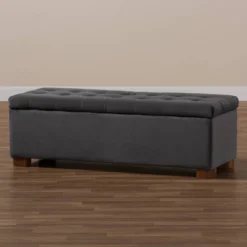 Roanoke Velvet Upholstered Grid Tufted Storage Ottoman Bench - Baxton Studio -Outlet Baxton Studio Store GUEST 92101631 528c 4ecd abcc 20ff864791d6