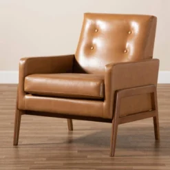 Perris Mid-Century Faux Leather Upholstered Wood Lounge Chair Walnut/Brown - Baxton Studio 13 Perris Mid-Century Faux Leather Upholstered Wood Lounge Chair Walnut/Brown - Baxton Studio -Outlet Baxton Studio Store GUEST 925581ca 020f 4a22 8994 728761e7b5b0
