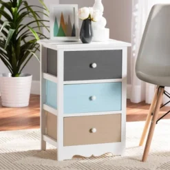 Kalila Wood 3 Drawer Nightstand White - Baxton Studio -Outlet Baxton Studio Store GUEST 9303153f b903 46ac a5ca 0369ea9b4558