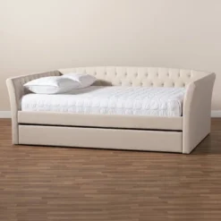 Delora Upholstered Daybed With Trundle Beige - Baxton Studio -Outlet Baxton Studio Store GUEST 93f7d579 9dec 4b75 b063 bba5e108b395
