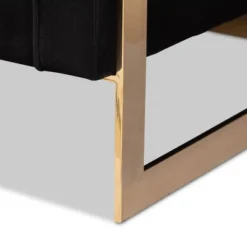 Ambra Velvet Upholstered And Button Tufted Sofa Black/Gold - Baxton Studio -Outlet Baxton Studio Store GUEST 941369cb 0f7e 44ae 839b 9af19df1076b