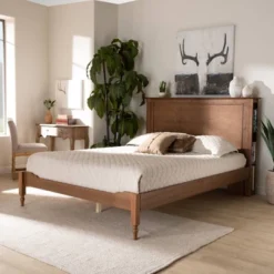 Danielle Wood Platform Storage Bed With Built-In Shelves Ash Walnut - Baxton Studio -Outlet Baxton Studio Store GUEST 942121e0 6c24 4e47 8002 05e64e31fb03