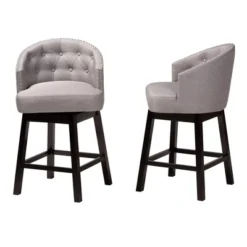 2pc Theron Fabric And Wood Swivel Counter Stool Set - Baxton Studio -Outlet Baxton Studio Store GUEST 942ecb5d 99bf 4076 99de 5b7cd66a64b8