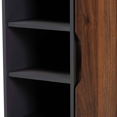 Idina Mid-Century Wood 1 Door Shoe Cabinet Dark Brown/Gray - Baxton Studio 4 Idina Mid-Century Wood 1 Door Shoe Cabinet Dark Brown/Gray - Baxton Studio - Image 4