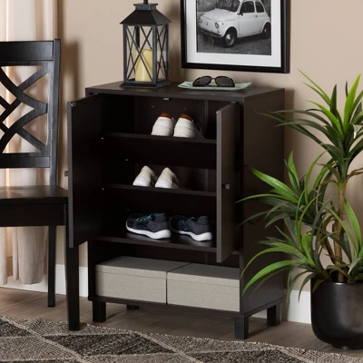 Rossin Modern Wood 2 Door Entryway Shoe Cabinet - Baxton Studio 7 Rossin Modern Wood 2 Door Entryway Shoe Cabinet - Baxton Studio - Image 7