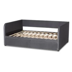 Full Basanti Velvet Fabric Upholstered 2 Drawer Daybed Gray/Dark Brown - Baxton Studio -Outlet Baxton Studio Store GUEST 9645835a 53c0 4c8c a09d a8a1e53deae4