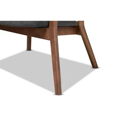 2pc Baron Fabric Upholstered And Wood Living Room Accent Chair Set - Baxton Studio 4 2pc Baron Fabric Upholstered And Wood Living Room Accent Chair Set - Baxton Studio - Image 4